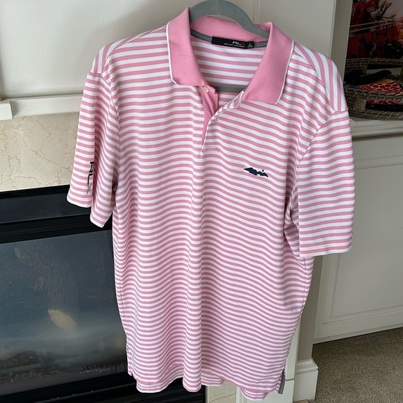 Ralph Lauren RLX Striped Pink White Polo Shirt. - Picture 1 of 7
